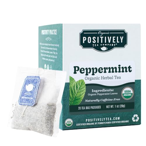 Image of Positively Tea, Organic Peppermint Leaf Herbal Tea Bags, 20 Count