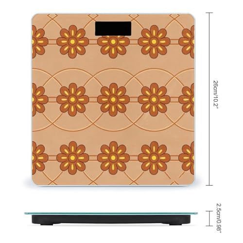 Báscula Digital de Baño Estampado Flores Marrones miniatura 2