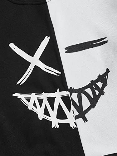 Oyoangle Men's 2 Piece Tracksuit Outfits Cartoon Graphic Hoodie And Sweatpants Sport Set Black And White Xl #TOP2