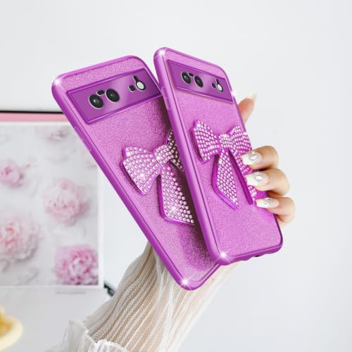 Coque Google Pixel 6 transparente haut de gamme avec nœud relief violet - 3