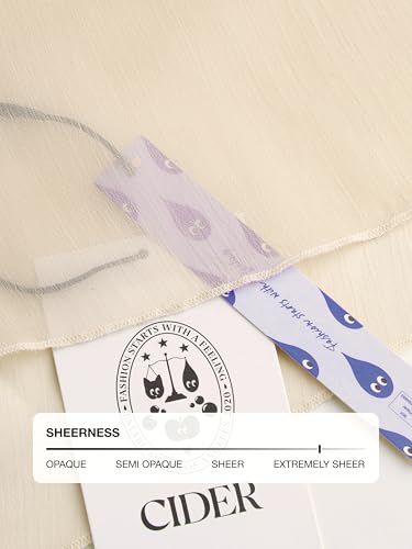 CIDER Womens Blouse Dressy Casual Crew Neck See Through Ruffle Hem Bell Sleeve Loose Fit Chiffon Blouse4