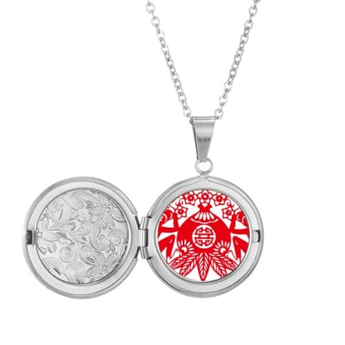 Collier pendentif zodiaque chinois singe et fleurs de pêche pour femme
