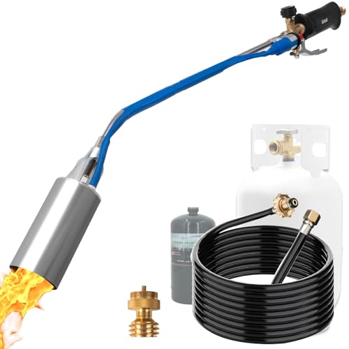 Intcoll Quemador de malezas de propano, 1200000 BTU con manguera de 10 pies y gatillo, compatible con GLP y cilindro de propano de 16 libras. Antorcha resistente para deshierbar, techos, derretimiento