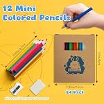 Mini Drawing Colored Pencils Bulk, Small Cute 12 Color Pencils with Sharpener and Eraser Set, 3.5in Short Coloring Pencils for Travel Party Gift (24 Pack)