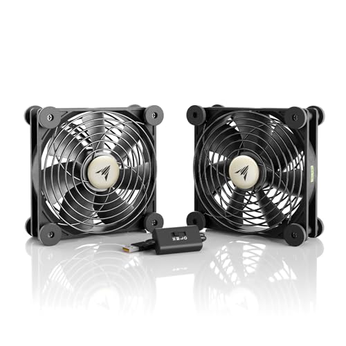 AC Infinity MULTIFAN S7 Quiet Dual 120mm USB Fan UL-Certified for Receiver DVR PlayStation Xbox Computer Cabinet Cooling