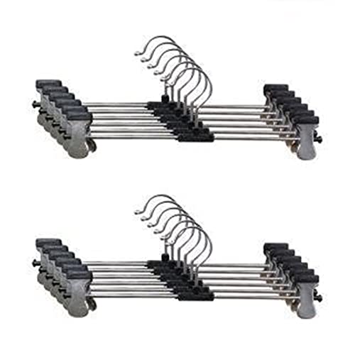 Image of ROLLYWARE Stainless Steel Hangers, Metal Adjustable Non Slip Clips, Space Saving Swivel Hook, Cloths Pants Skirt Children Shorts Hanger, Slack Jacket Dress Shirt Clothes Scarf Saree Coat Pack of(3).