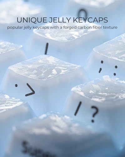 Image of GMKWTL XVX Frost Jelly Keycaps, Forged Carbon-Look Keyboard Keycaps, Cherry Profile Keycap Sets for Mechanical Keyboard with MX Switches(White)