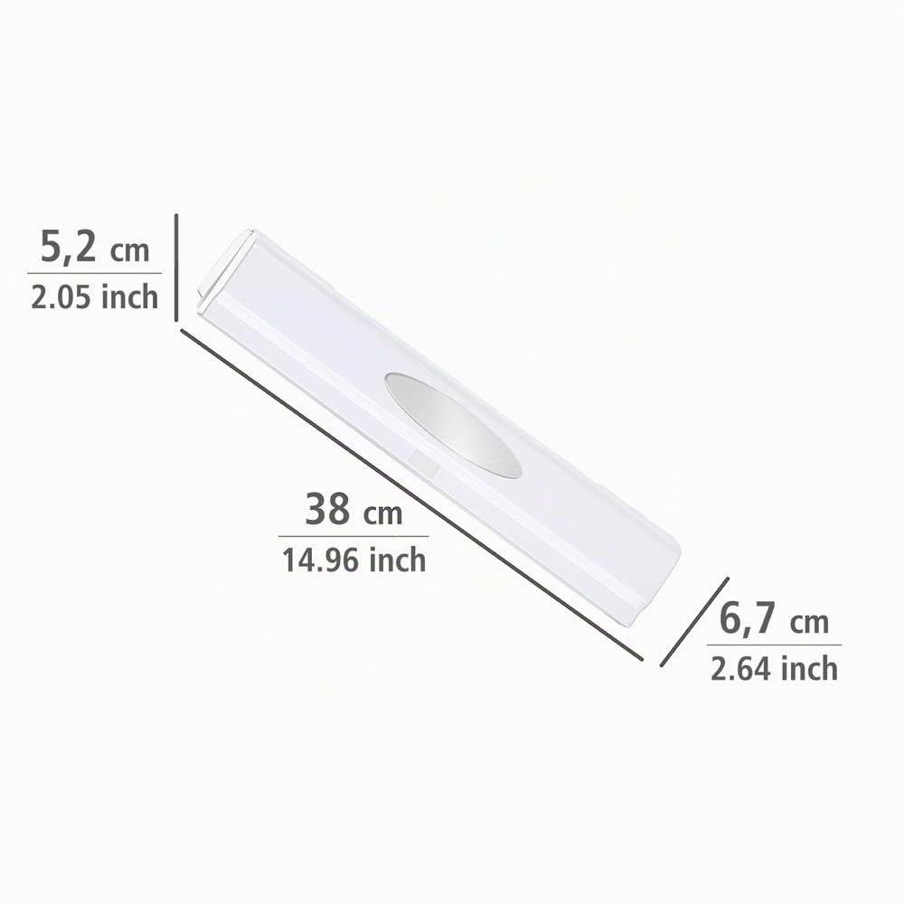 Wenko Dispensador de Folios Cutter Blanco - Folienspender, Plástico (ABS), 38 x 5.2 x 6.7 cm, Blanco