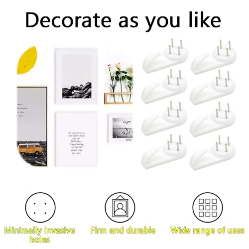 Image of 30 PCS Picture Hanging Hooks Plastic Invisible Nail Hangers Concrete Wall Hooks Hardwall Picture Hangers Picture Hook for Photo Frame Decorations (39x19x8 /XK-SL)
