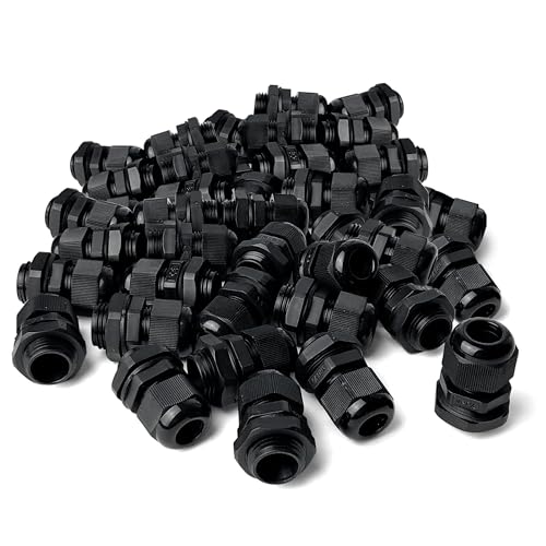 MGI SpeedWare 1/2" NPT Strain Relief Nylon Cord Grip Cable Glands, Black Plastic Grommet 100-Pack
