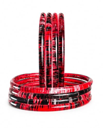 Image of NMII Premium Glass Bangle Set for Women | Multicolor Designer Kangan | Fancy Kanch ki Chudiya | 3D Transparent Chudi Set | Wedding & Festive Occasions Bangles
