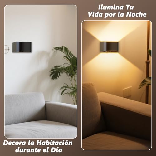 Aplique pared interior LED sensor movimiento lámparas recargables sin cables 2 ud 5