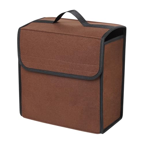 Image of JVCV Car Trunk Boot Organizer, Car Storage and Organizer Anti Slip Car Accessories Organizer for Car, Suv, Sedan, Truck, Minivan Anti Slip Bottom (Small - Brown)