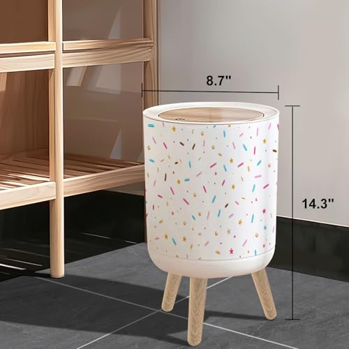 Caneca de basura pequeña con tapa y patas de madera 7L miniatura 3