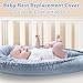 Hooyax Baby Lounger Cover Only, 100% Cotton Newborn Nest Cover, Soft Portable Baby Nest Replacement Cover for Boys Girls, Breathable Infant Lounger Covers, Baby Essential (Blue)