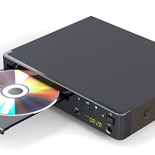 Region Free DVD Player for TV, LONPOO Compact DVD CD Player with HDMI & AV Output, HD 1080P Supported, Built-in PAL / NTSC, MIC Input, USB Input, Remote Control