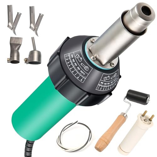 Pistola ad aria calda per saldatrice in plastica, kit di saldatura per pavimenti con punta per saldatura, asta a rullo per riscaldamento, intervallo di temperatura e volume d'aria