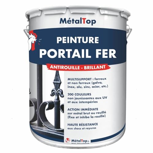 Metaltop - Peinture Portail Fer - Noir signalisation - RAL 9017-1 L - Protection antirouille et finition durable pour métal extérieur