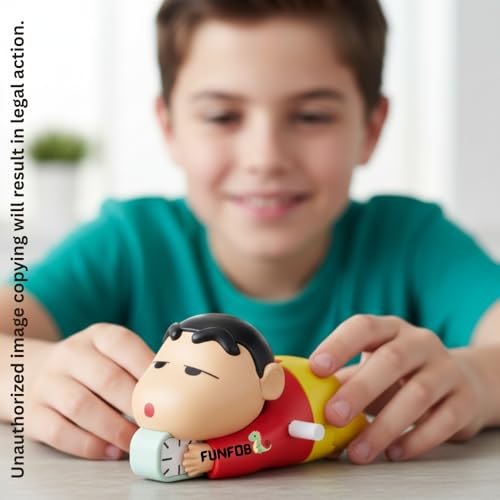 Image of FUNFOB Shinchan Moving Toy | Shinchan Action Figure Toys for Boys & Girls PVC Multicolour | Shin-chan Clock Red Moving