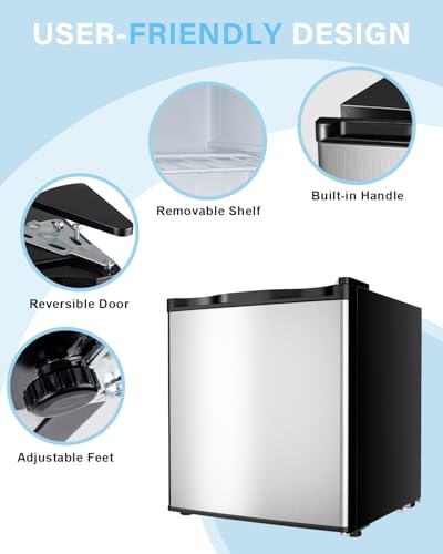 Image of Feelfunn 1.1 Cu.ft Mini Freezer, Small Upright Freezer, Stainless Steel