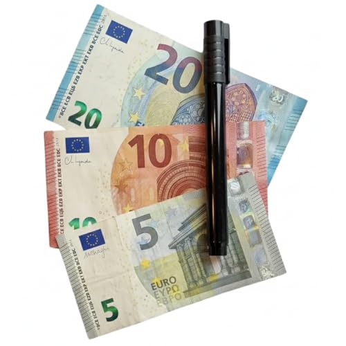 Gartiam   Bolígrafo con detector de billetes falsos Euros, verificación rápida y simple, bolígrafo de billete bancario con tinta reactiva para detección instantánea