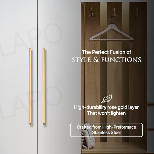 Image of LAPO 36 Inch Pull Handles for Kitchen Cabinets & Drawers, Sleek Rosegold Window Drawer Handles for Almirah and Cupboard,Reliable Grip Support (900mm, Rosegold Finish, Pack of 2)