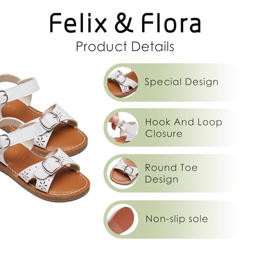 Image of Felix & Flora Toddler Girl Sandals - Flower Girl Dress Shoes Open Toe Little Kid Flats