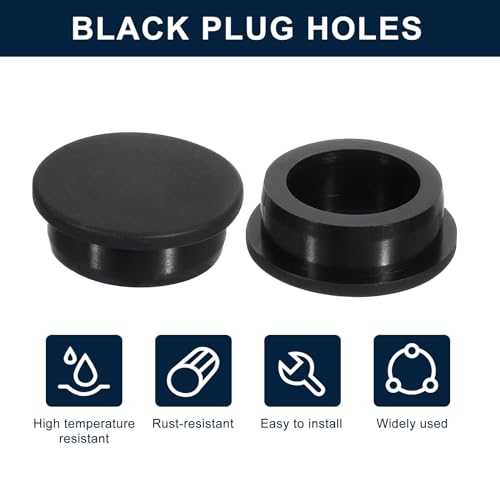 Image of uxcell 2 Pcs Black Plug Holes, Waterproof Rubber Button Plug for 41mm / 1.61 inch Hole