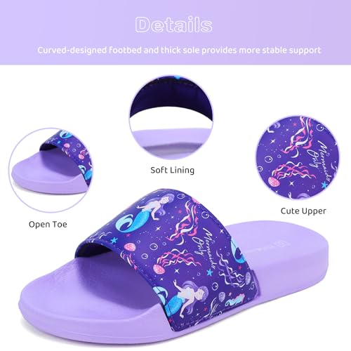 Image of WateLves Girls & Boys Slide Sandals Kids Summer Slippers Slip On for Outdoor Beach Pool Shower (Little Kid /Big Kid)