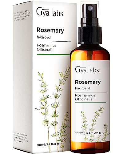 Gya Labs Rosemary Hydrosol for Hair, 100% Pure Natural Rosemary Hair Spray, Face Mist for Skin, Room & Body Spray (3.4 Fl Oz)