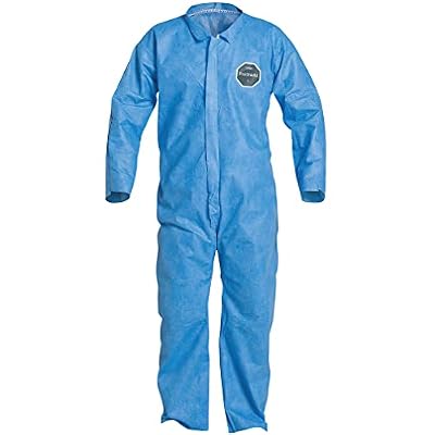 DuPont ProShield 10 PB120S Disposable Protective Coverall with Serged Seams, Open Cuff and Ankles, Blue, Large (Pack of 25)