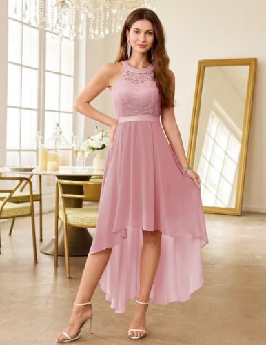 Image of Wedtrend Women's Semi Formal Dresses Halter Bridesmaid Dresses Wedding Guest Dress High Low Prom Dress