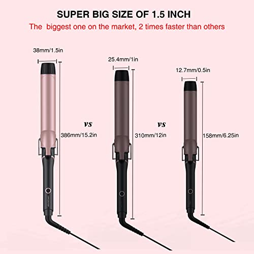 Megawise Pro 1.5 Inch Ceramic Hair Curling Iron, 20S Ptc Fast Heating Tech, Anti-Scald Insulated Grip &Tip, Auto Shut Off And 360° Swivel Cord, 2 Clips And Heat-Resistant Glove Included #TOP1