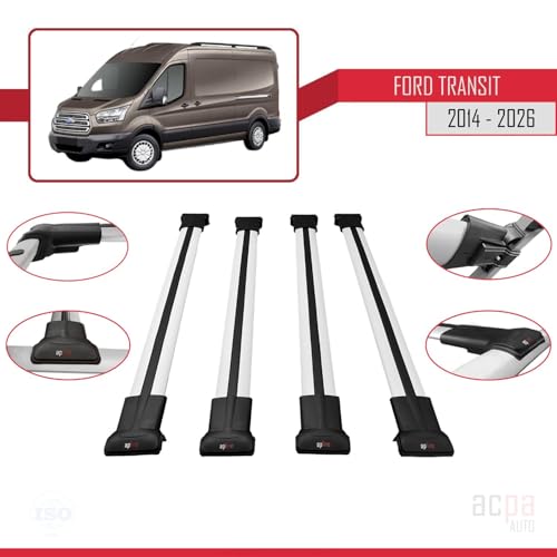 Barres de toit Ford Transit 2014-2026 rail de portage aluminium gris durable - 3