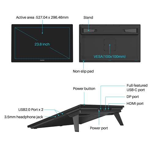 Huion Kamvas Pro 24 4K Uhd Graphics Drawing Tablet With Full-Laminated Screen Anti-Glare Glass 140% Srgb - Battery-Free Stylus 8192 Pen Pressure And Kd100 Wireless Express Key, 23.8 Inch Black #TOP7