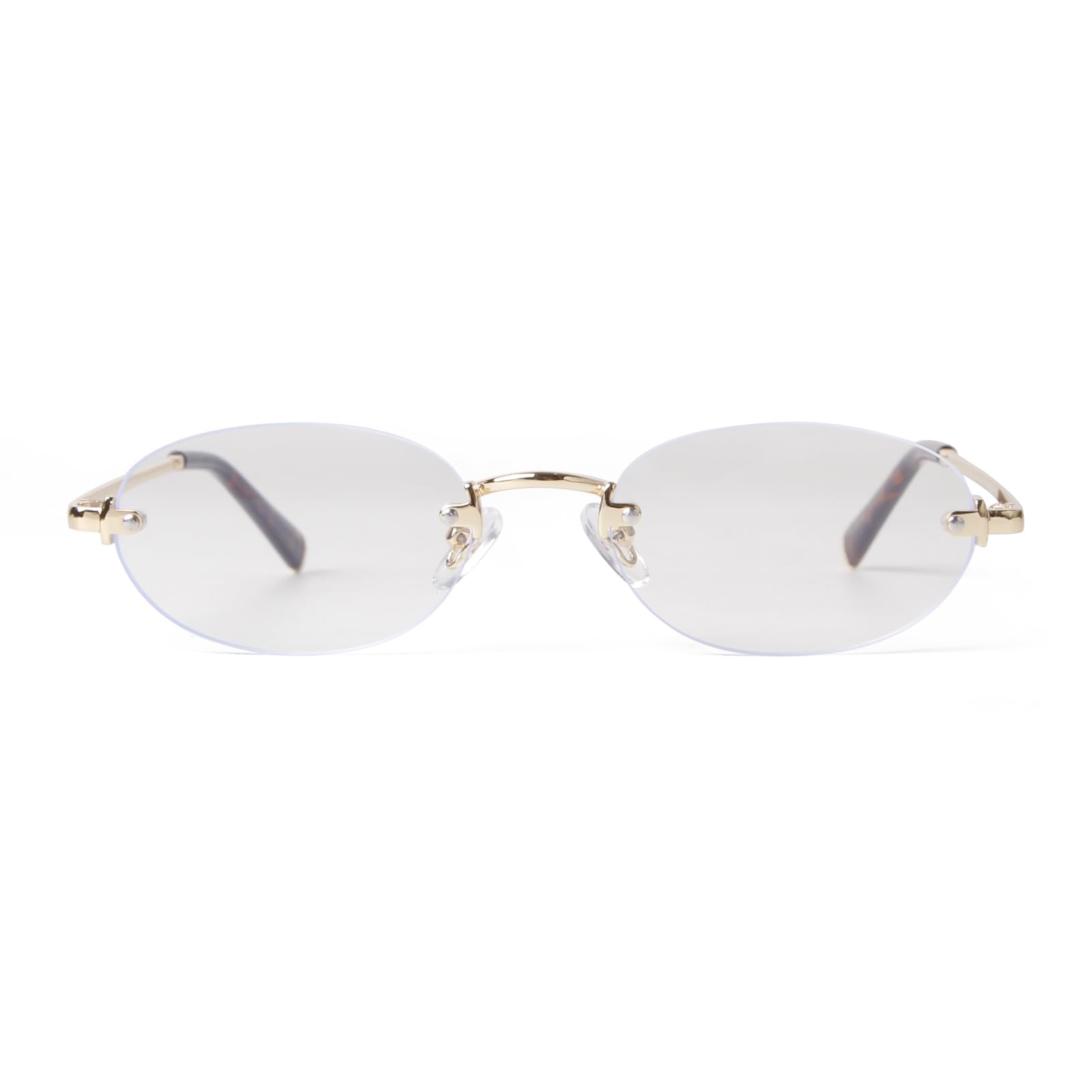 SORVINO Retro Small Rimless Oval Sunglasses for Women Men