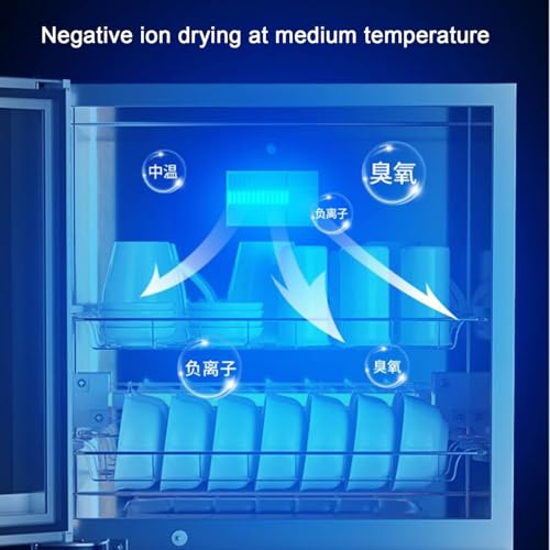 Esterilizador Comercial del disnús del 198L, secador de Calor Alto de 125°C para restaurantes, desinfectante de Doble Puerta con Tubos de Cuarzo, 40x30.5x118cm, Negro
