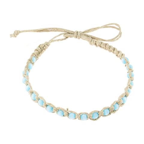 BlueRica Hemp Anklet with Turquoise Beads thumbnail