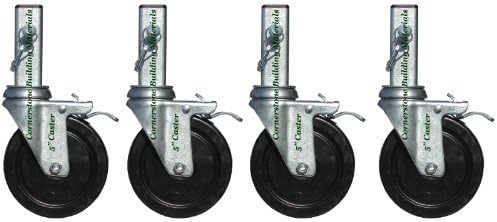 A Set of 4 MFS Scaffold Rolling Tower 5 Square Stem Wheels with 4 Span Locking pins