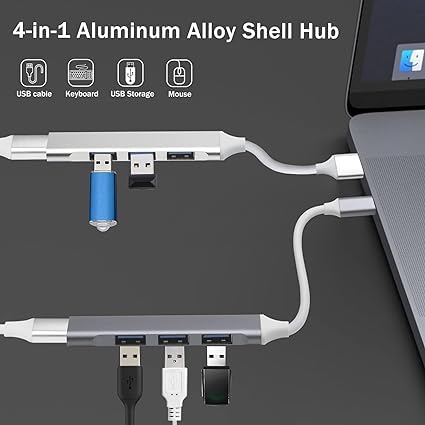 Image of REDWIND USB C to 4-USB Hub, Type-C to 3xUSB2.0 1xUSB3.0 Port Adapter Ultra-Slim Extender for iPhone 16 /15 Series Laptop /MacBook Air /Pro /iPad Pro /Samsung /Pixel /One Plus /Moto & All C Devices