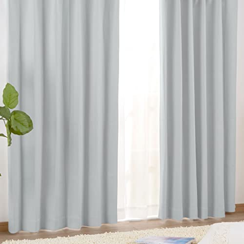 シーフィールド 1級遮光 断熱 カーテン＋レースカーテン 4枚組 幅100×135cm丈 ホワイトグレー 【111サイズ】 洗濯可 無地 省エネ 防音 HZ-CP-N