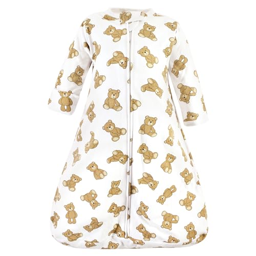 Image of Hudson Baby Unisex Baby Cotton Wearable Sleeping Bag, Sack, Blanket, Teddy Bear Long Sleeve, 0-3 Months