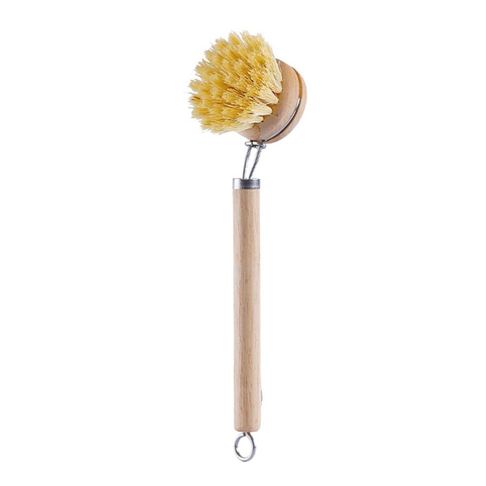 Cepillo de bambú para Fregar Platos, de Madera, para Cocina, de Hierro Fundido, para sartenes y ollas (2 Unidades)