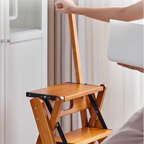 Escalera de biblioteca plegable de madera para cocina y vestidores altos 5