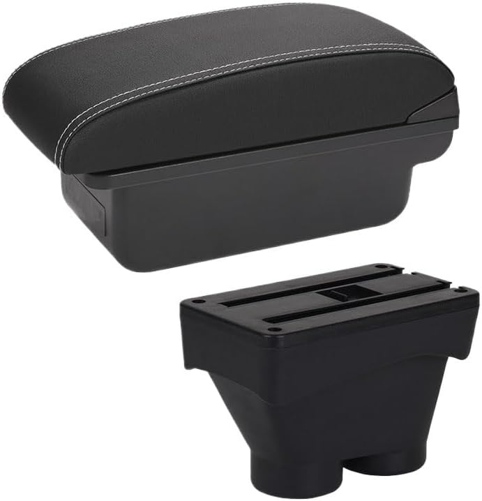 For 208 Armrest Box Storage box Car accessories Retrofit parts Interior details Auto Holder Ashtray 2012-2018(B1 Black red 3USB)