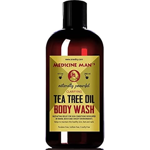 OneDTQ Medicine Man’s Tea Tree Oil Body Wash For Sweaty, Itchy, Scaly Skin; Clogged Pores And More, Natural 9 Oz Liquid Soap Cover