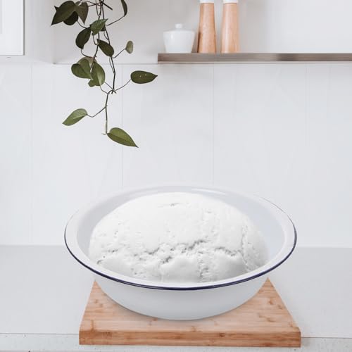 Tazón esmaltado vintage 30 cm blanco para cocina miniatura 3