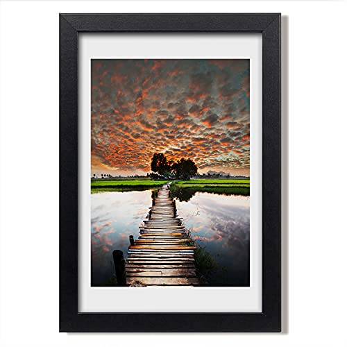 Cadre photo pont en bois 20x30 cm pour créer une ambiance zen dans votre salon Tulup