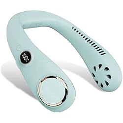 BeautySay ABC Ventiladores de cuello recargables, ventiladores personales de cuello redondo con pantalla LCD, ventilador portátil sin cuchillas con 3 velocidades para hombres, mujeres, niñas, viajes,