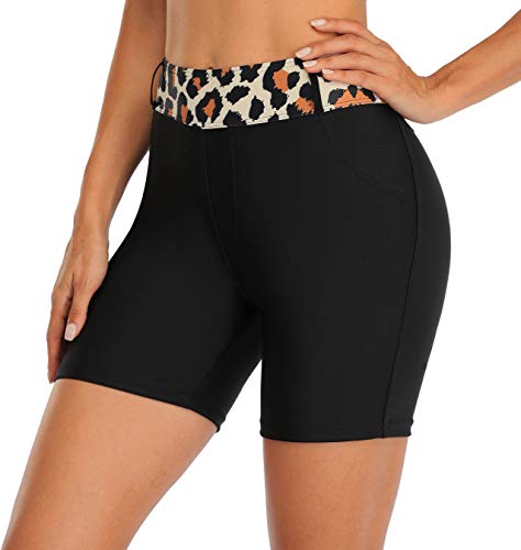Shorts de banho femininos da ATTRACO, Leopard Printed-2, Large